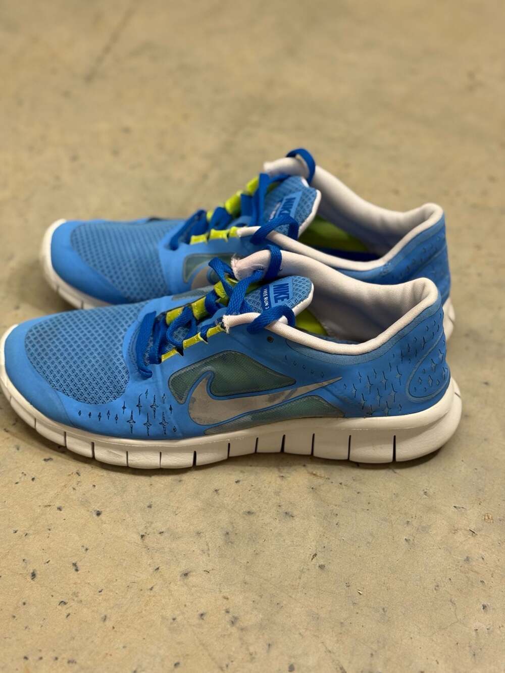 Nike Free Run 3 GS Coast Blue Silver Youth Barfoot Running Shoes - Picture 3 of 12